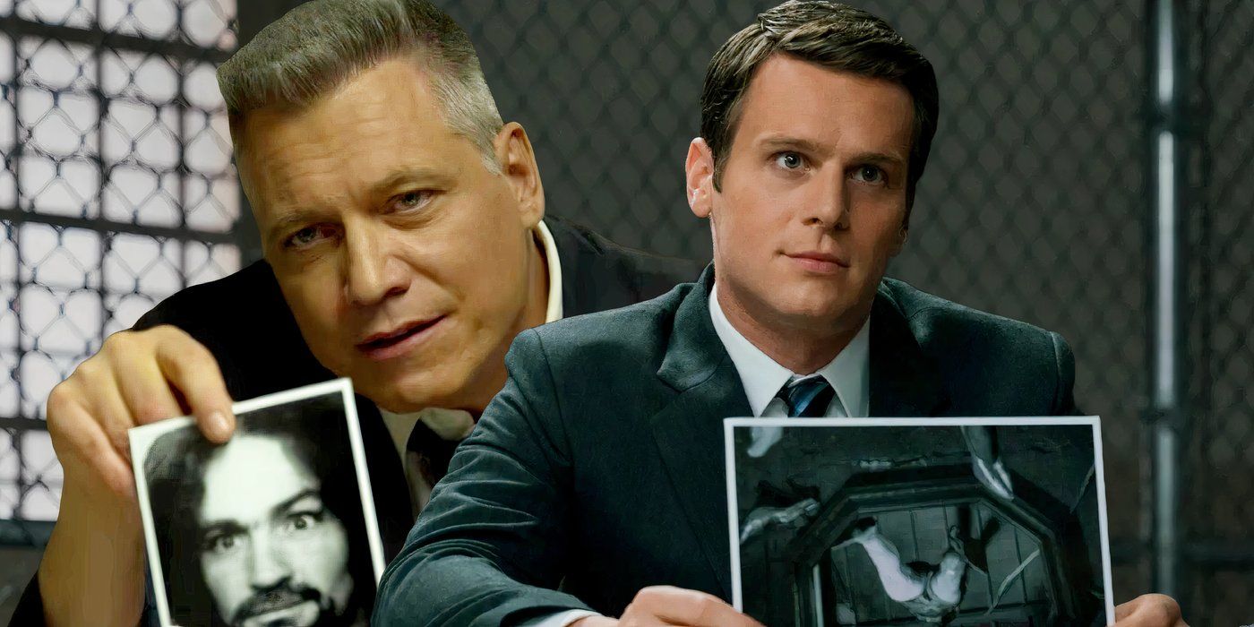 Holt McCallany and Jonathan Groff Holding Up Photos in Mindhunter