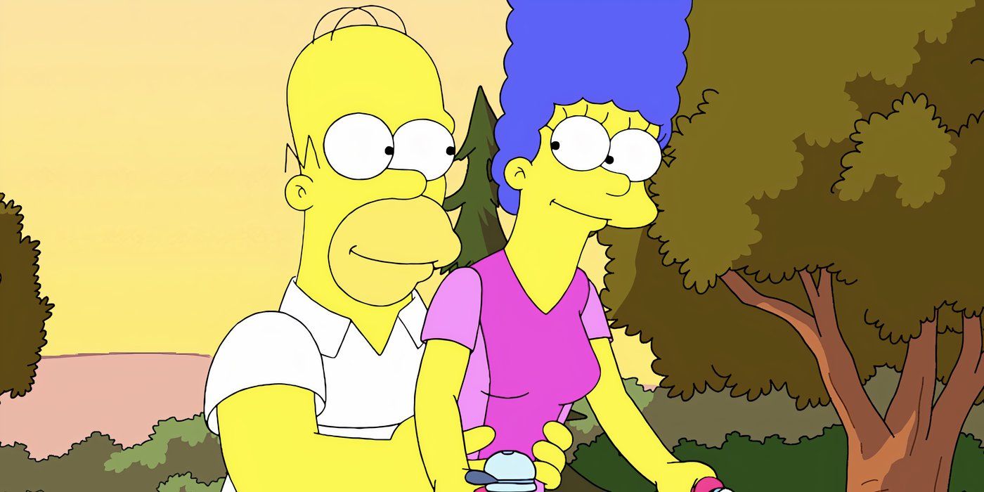 Homer stops Marge on a bike ride in the 34th season of The Simpsons