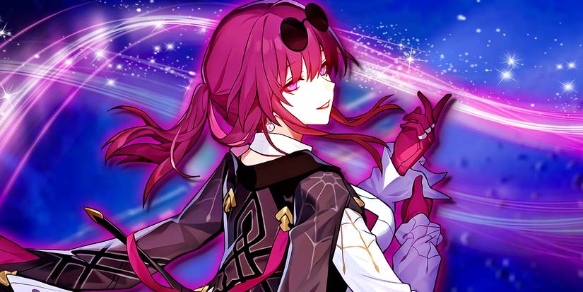 Honkai Star Rail's Kafka adjusts her cuff, as sparkles surge behind her.