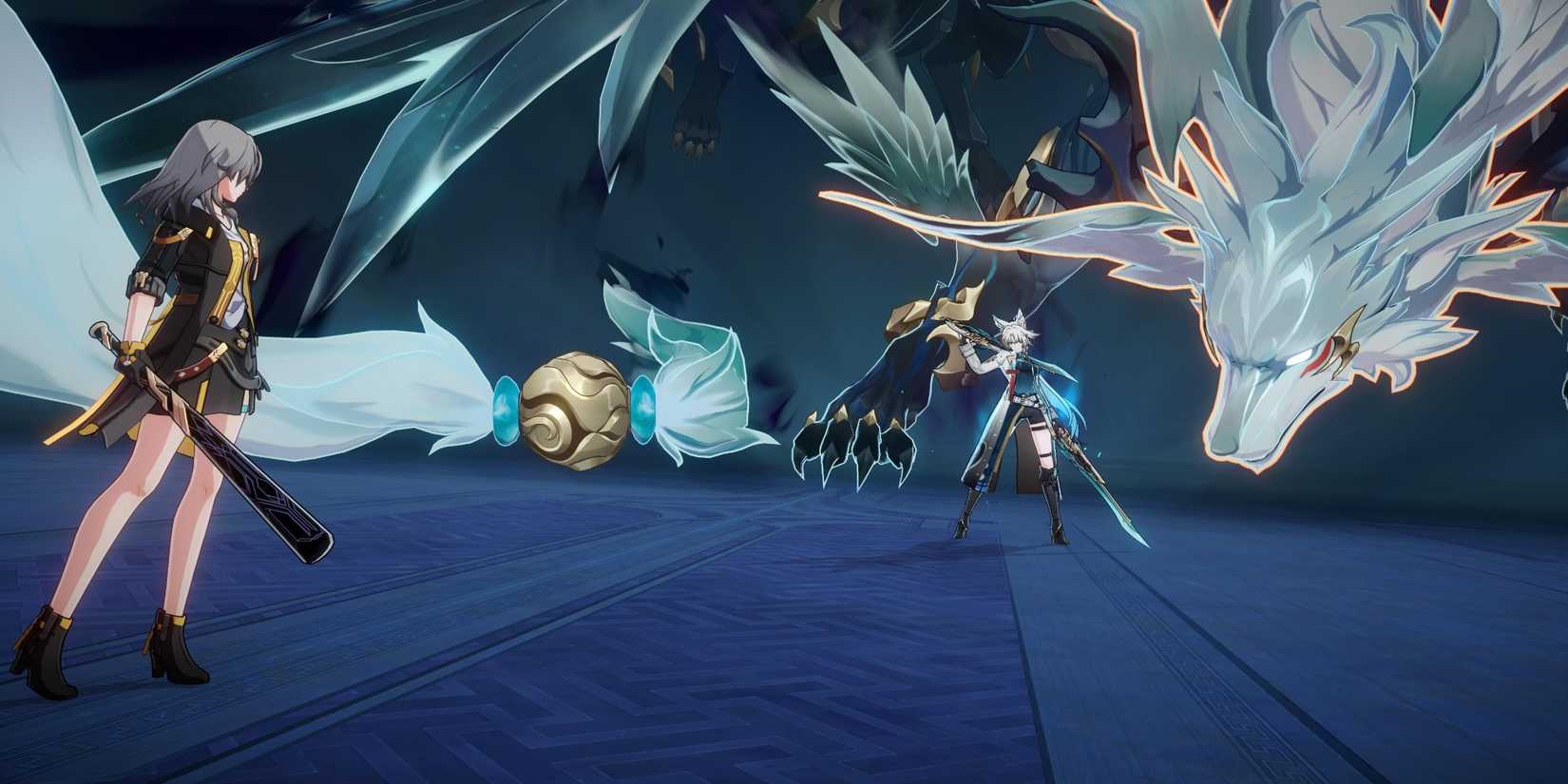 Honkai Star Rail's Trailblazer faces the Shadow of Feixiao boss, who is accompanied by the Ecliptic Inner Beast.