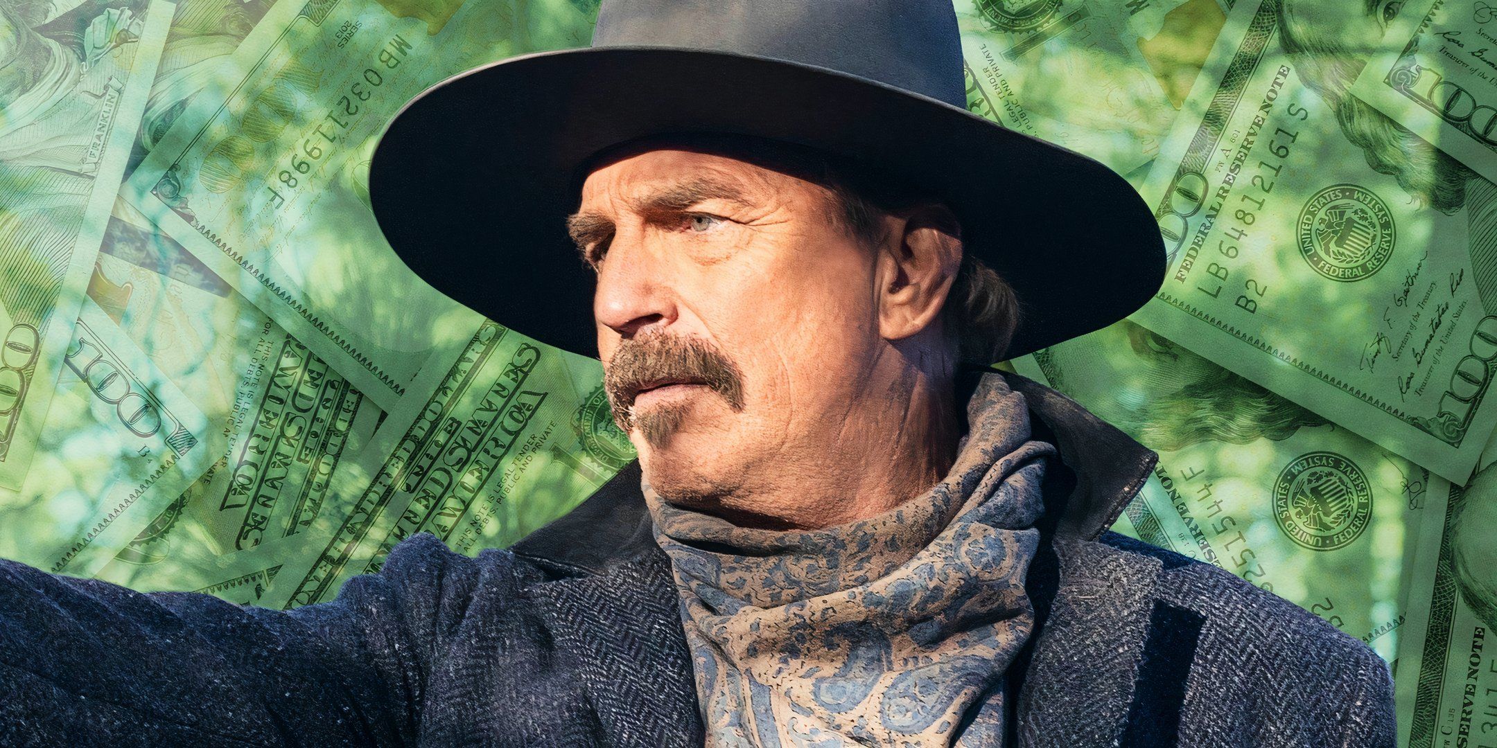Kevin Costner in Horizon An American Saga Chapter 1 with money behind him
