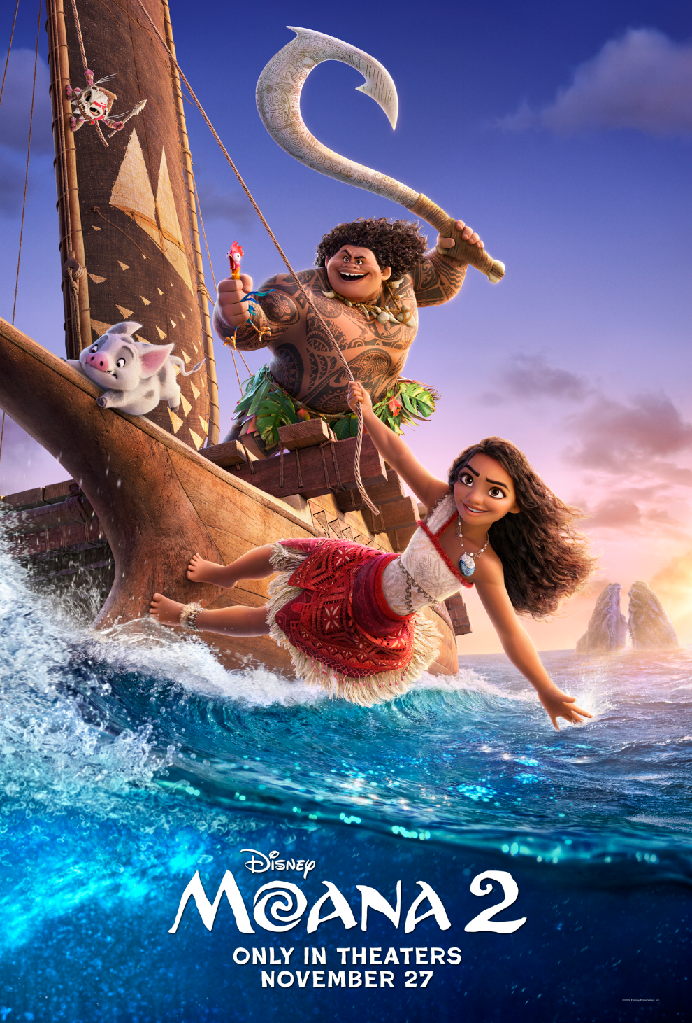 Póster oficial de Moana 2 (2024).