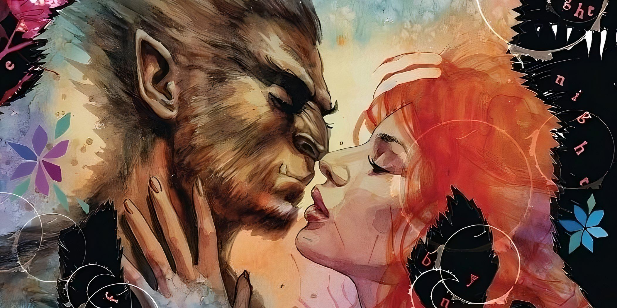 Jack Russell and Elsa Bloodstone passionately kiss.