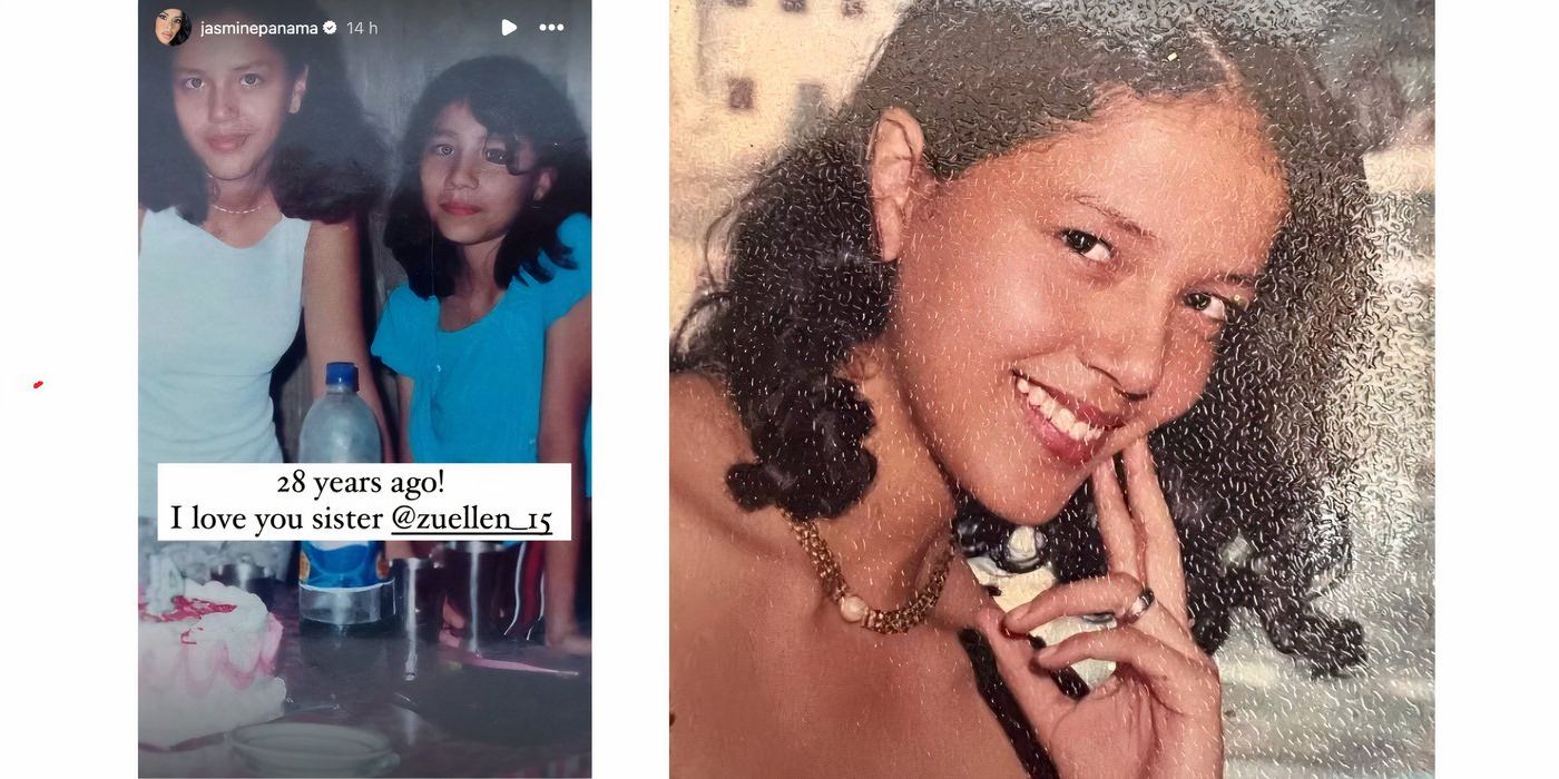 Jasmine Pineda in 90 Day Fiance in her childhood posing and with sister