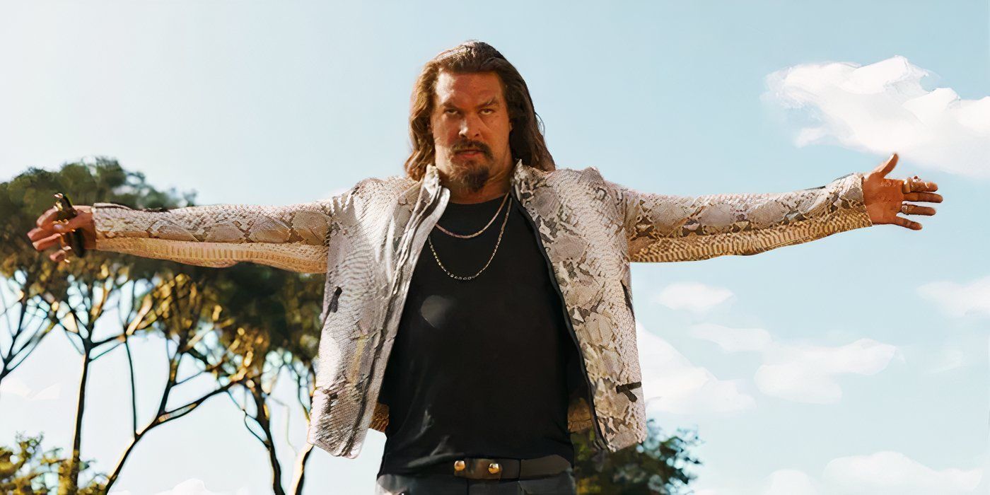 Jason Momoa as Dante Reyes with outstretched arms in Fast X