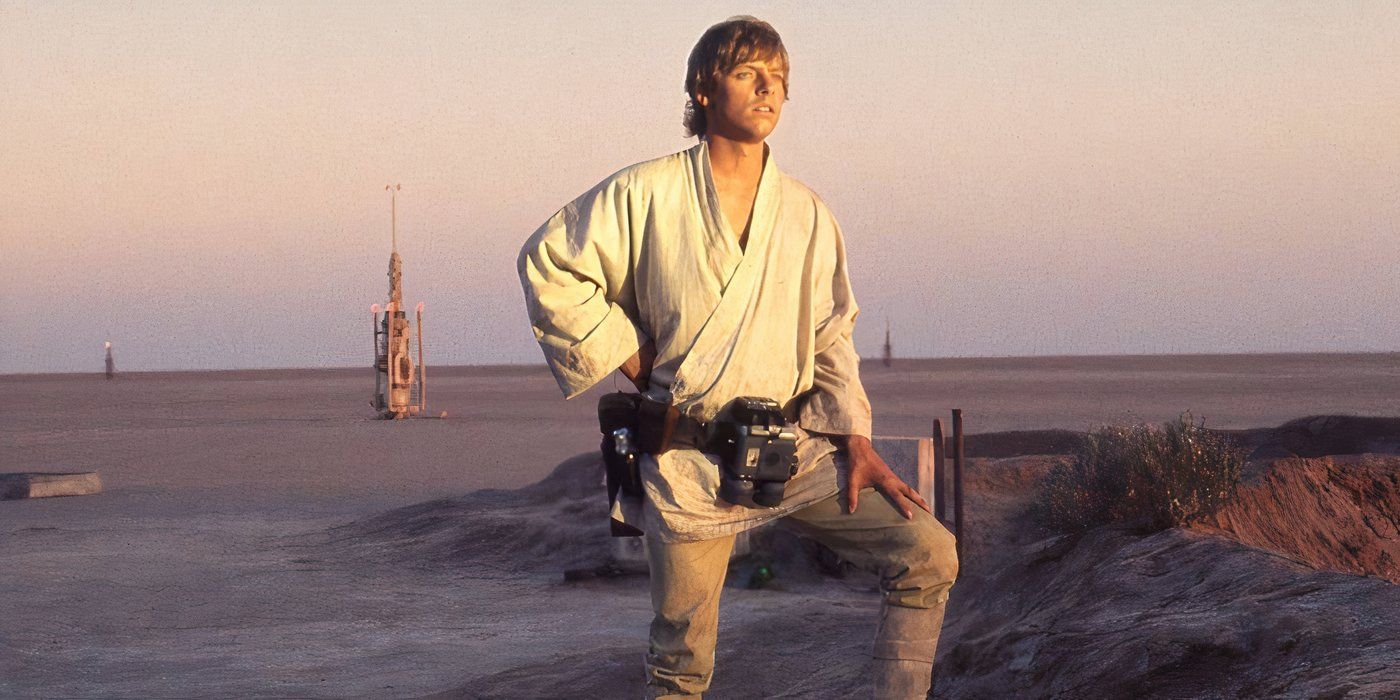 Luke Skywalker, de Star Wars, olhando para o longe. 