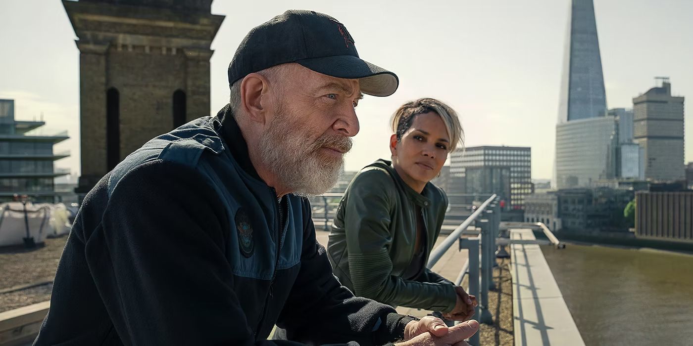 JK Simmons as Brennan and Halle Berry as Roxanne look to London