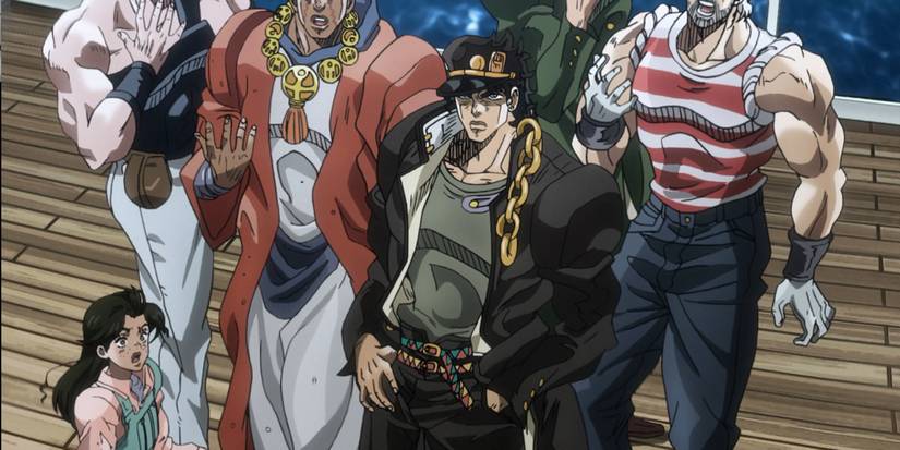 Anne alongside Jotaro and the other Stardust Crusaders.