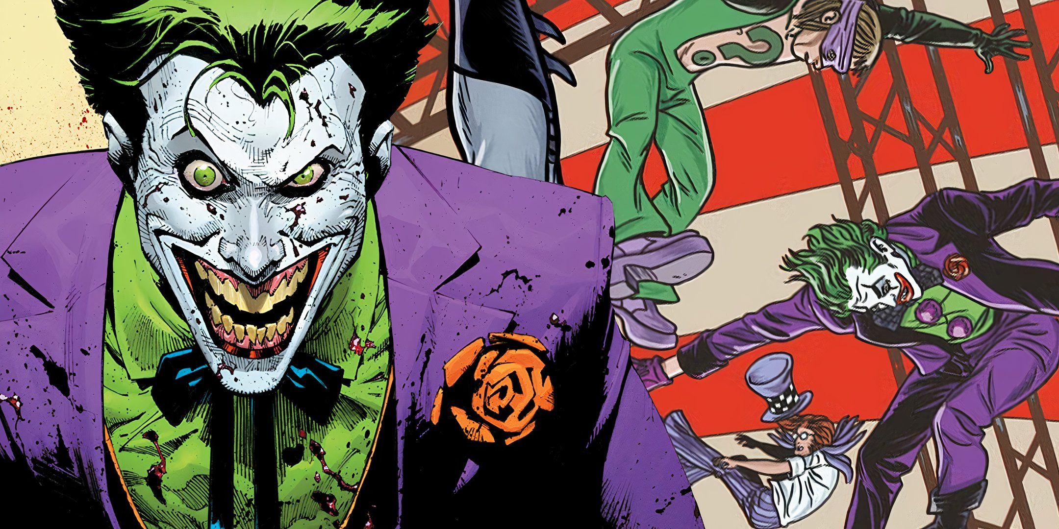 Joker with Circus of 70s Redesigned Batman Villains DC