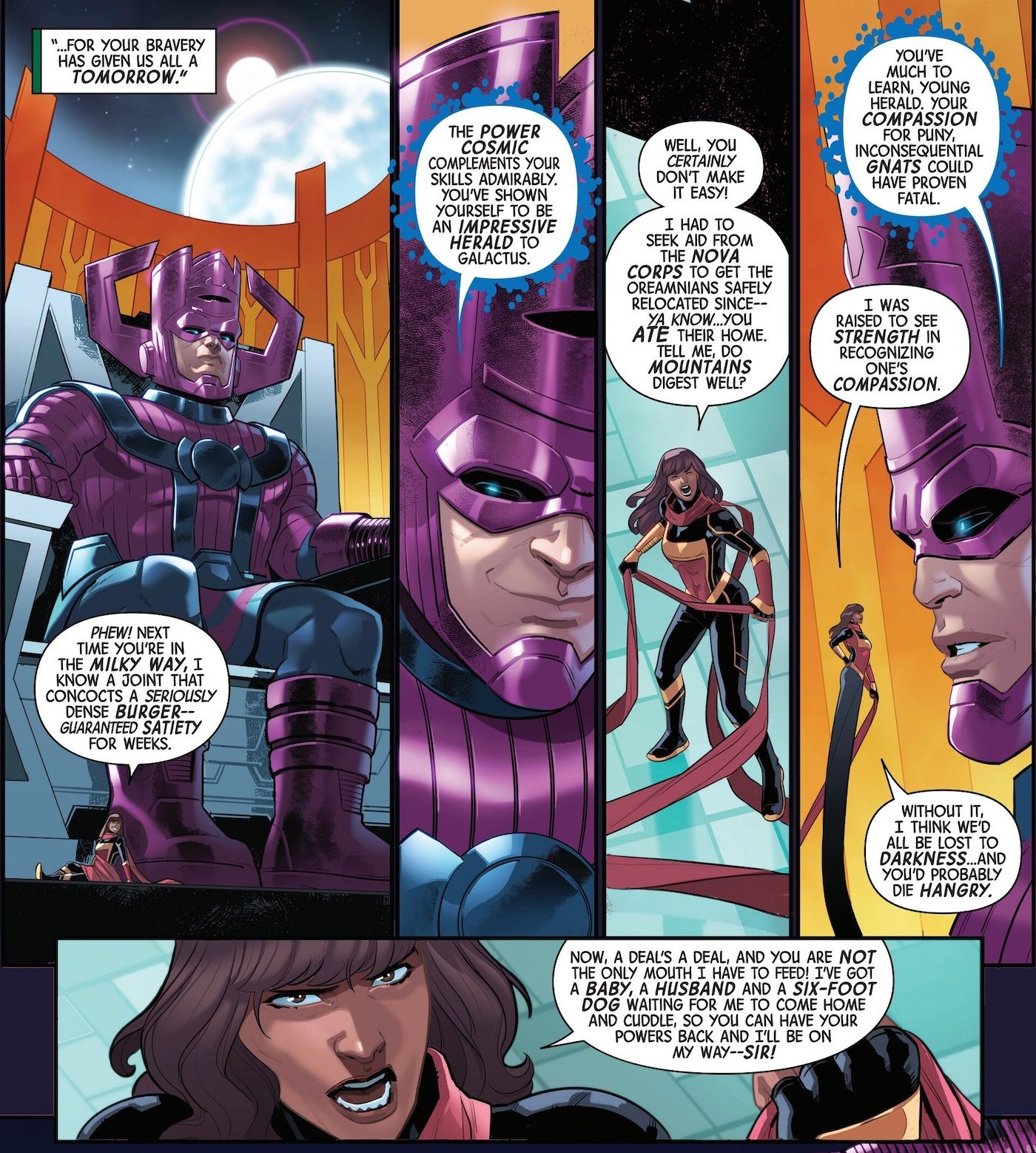 Kamala stands in front of Galactus