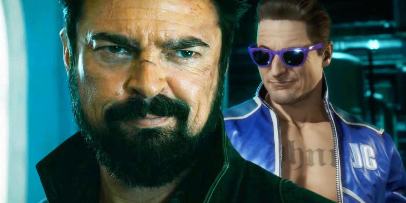 Karl Urban as Billy Butcher in The Boys next to Johnny Cage from Mortal Kombat