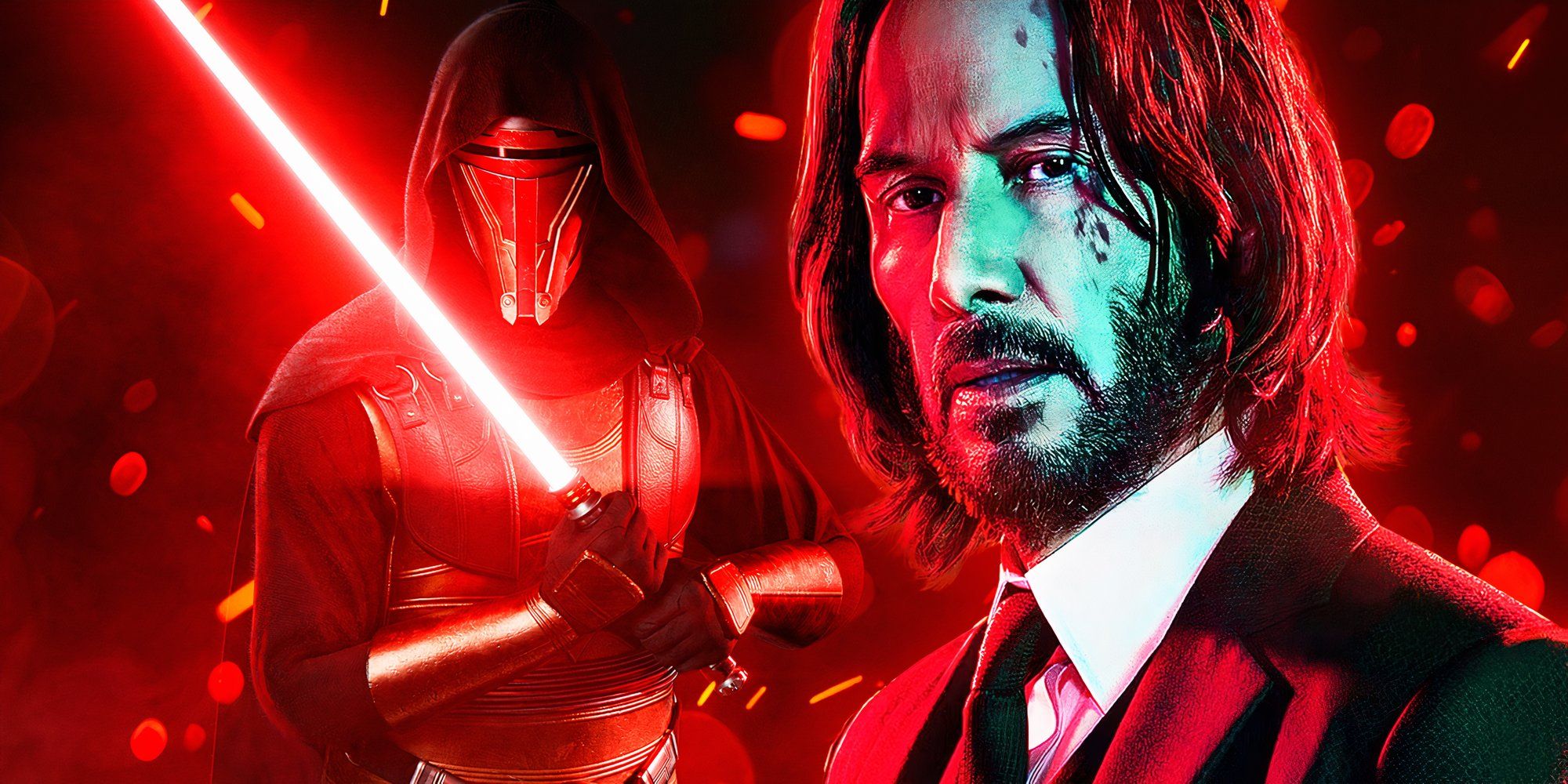 Keanu Reeves as John Wick, edited with Darth Revan in Star Wars