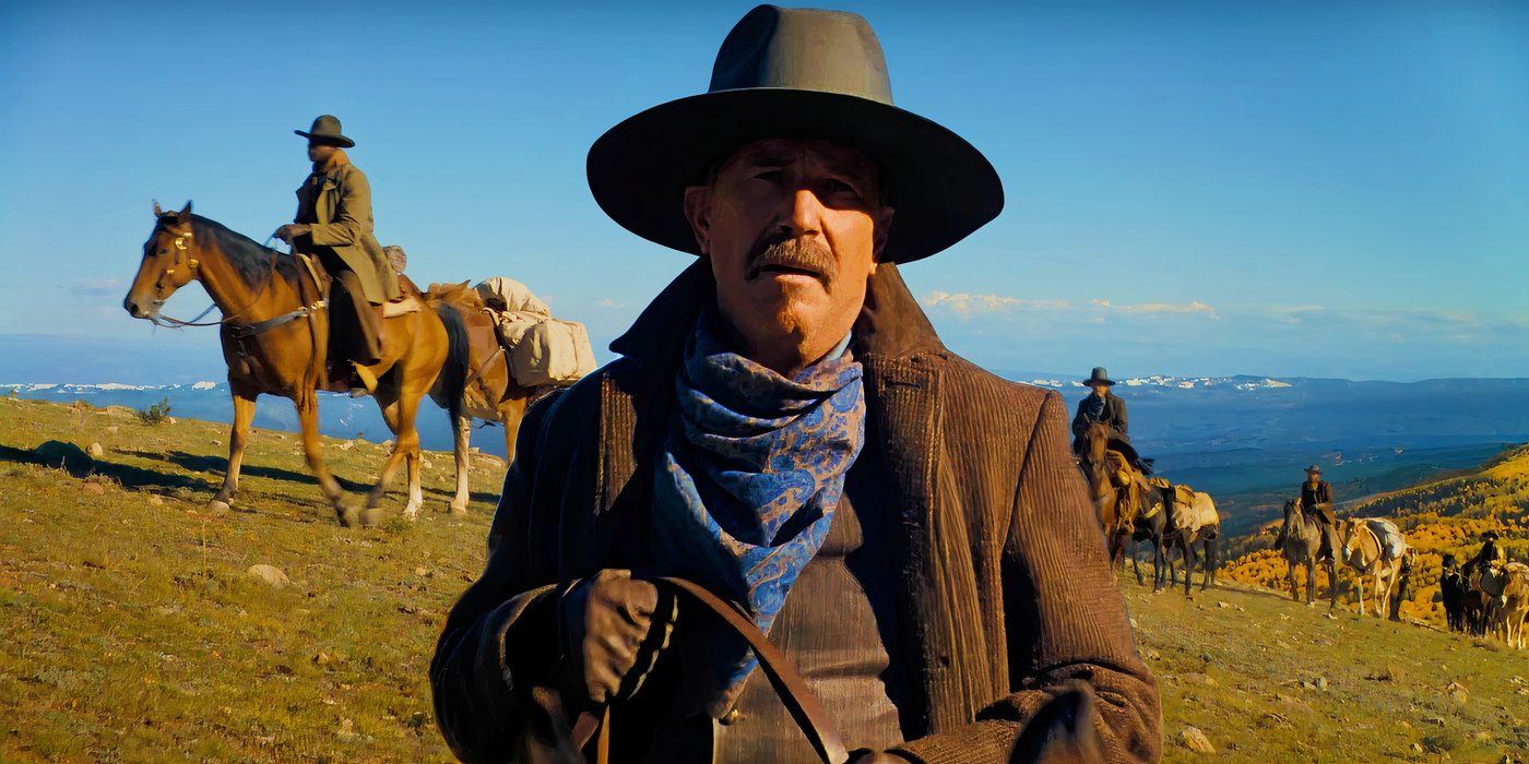 Kevin Costner as Hayes Ellison riding a horse in Horizon: An American Saga - Chapter 1