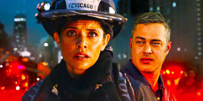 Miranda Rae Mayo as Stella Kidd and Taylor Kinney as Kelly Severide in Chicago Fire.