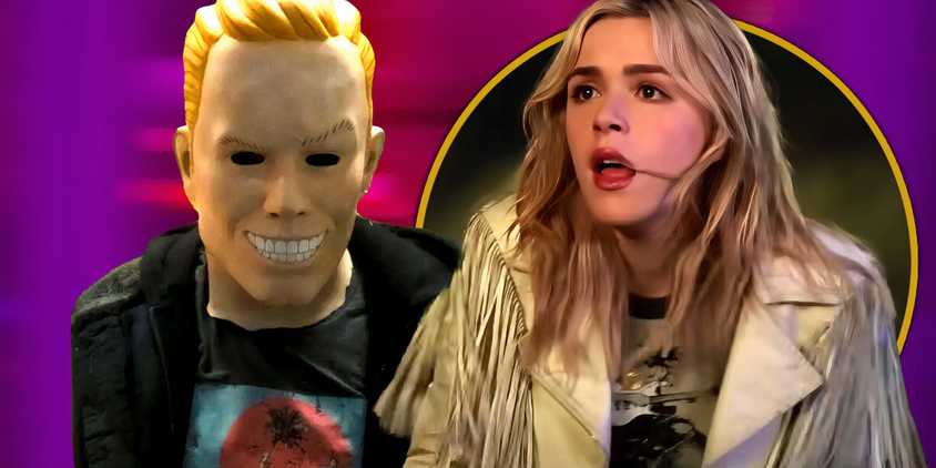 Kiernan Shipka as Jamie looking scared at the Sweet 16 Killer in Totally Killer Exclusive header