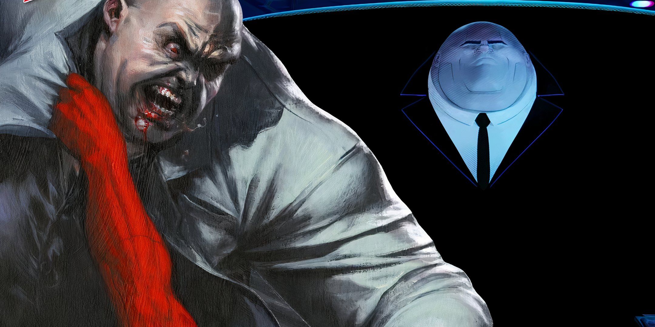 Kingpin Attacking Daredevil with Into the Spider-Verse&rsquo;s Fisk Looming Behind Him Marvel