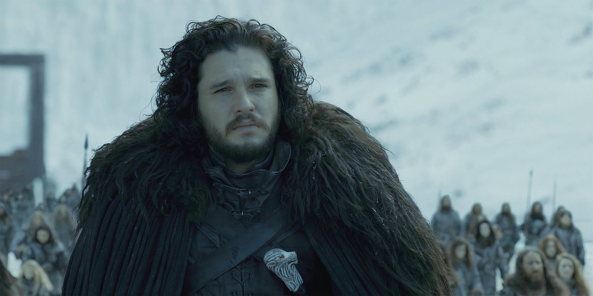 Kit Harington as Jon Snow heading Beyond the Wall in the Game of Thrones finale