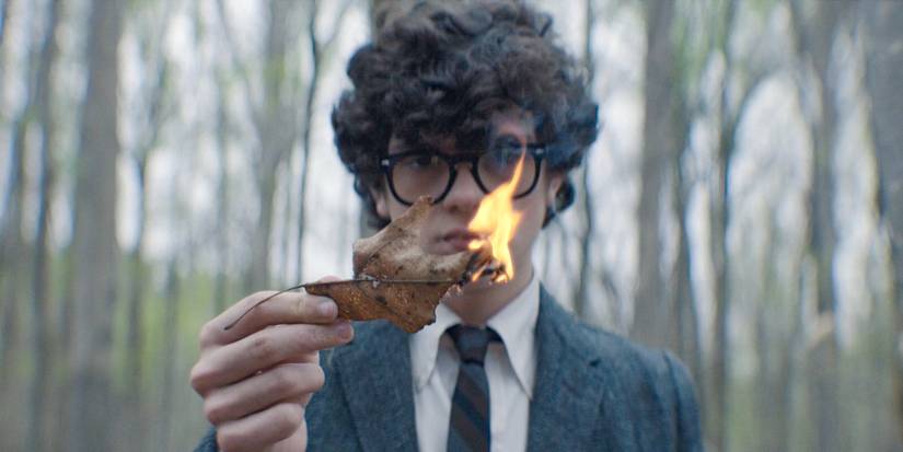 Seth (Noah Jupe) watches a dry leaf from a tree burn in flames in Lady in the Lake Season 1 Episode 7