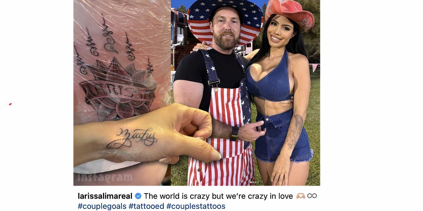 Larissa lima 90 Day Fiance mostrando tatuagem com o novo marido Zachy