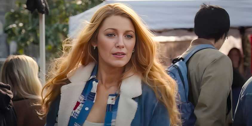 Blake Lively as Lily Bloom spots Atlas from across the market in It Ends with Us