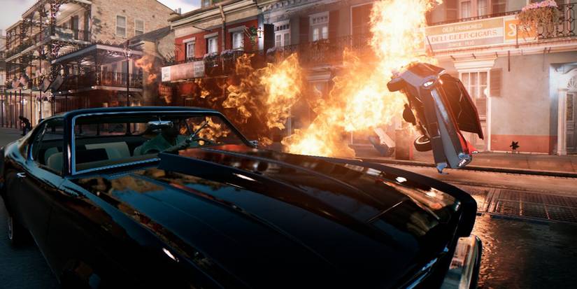 Mafia 3 - Lincoln Clay driving past explosions