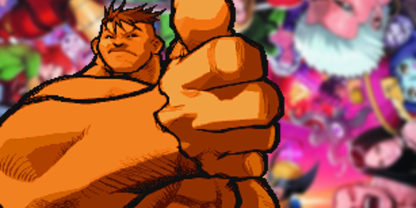 Marvel vs Capcom orange hulk in front of a blurred images of the roster.