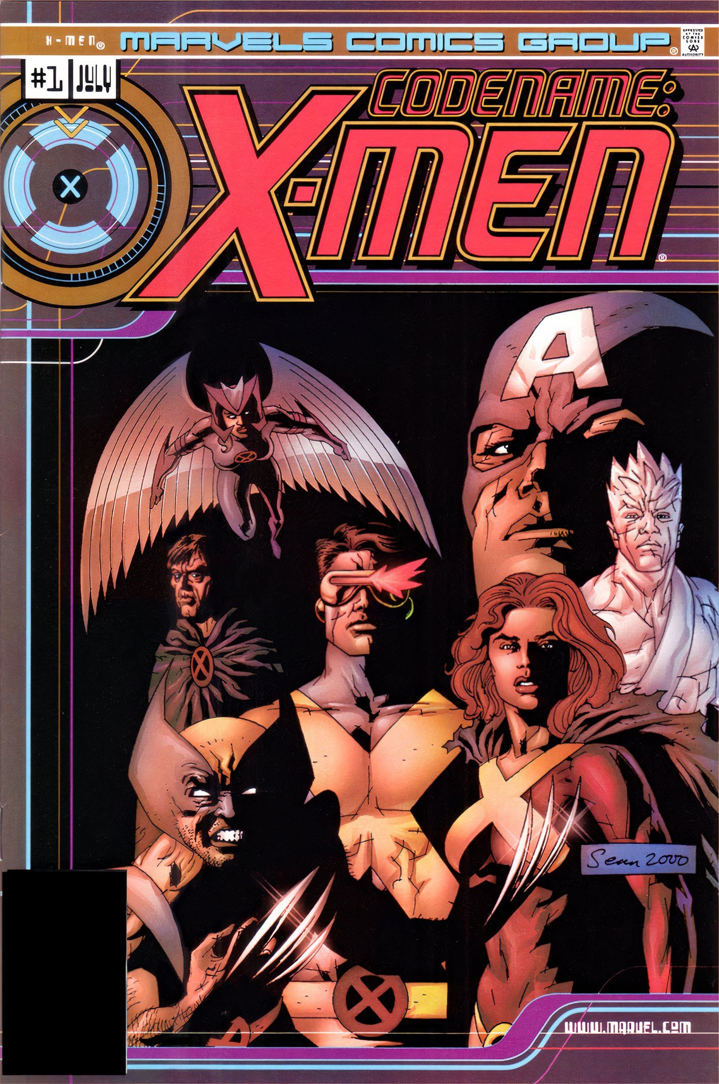 Marvel Comics X-Men #1 Cover The entire team gathered with Col America in the background