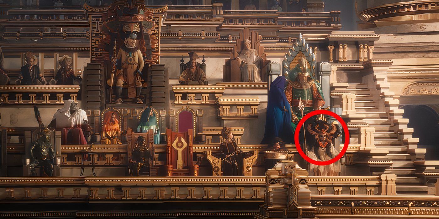 The Pantheon of MCU gods from Thor: Love and Thunder.