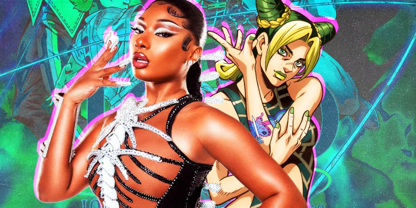 Collage of Megan thee Stallion and Jojo's Bizarre Adventure Jolyne Cujoh