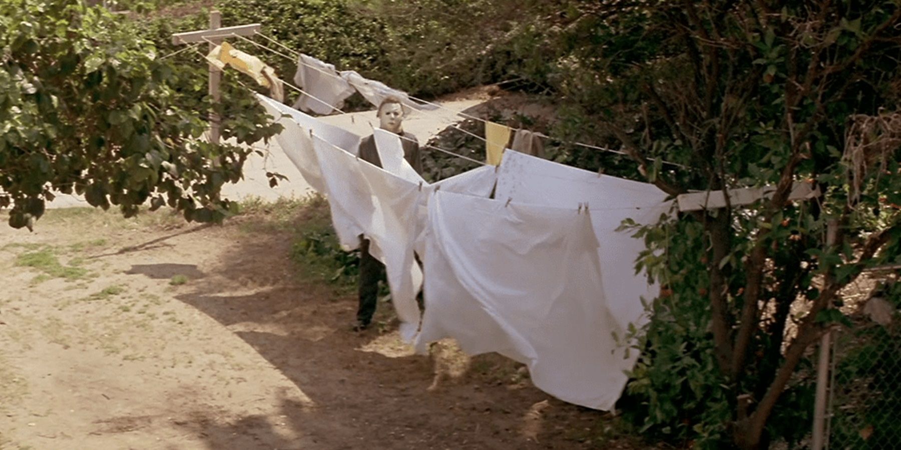 Michael hiding in a clothes line in Halloween 1978