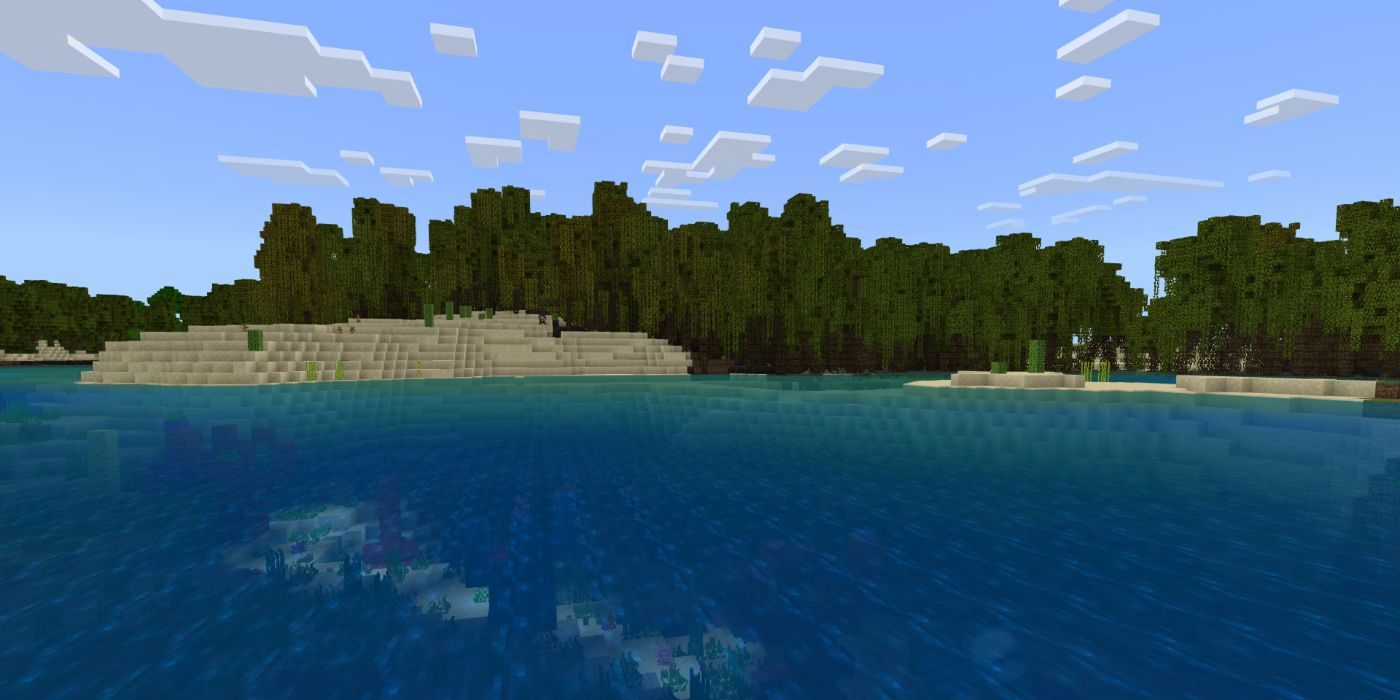 Mangrove Swamp Coastline Near Coral Reefs In Shallow Ocean in Minecraft.