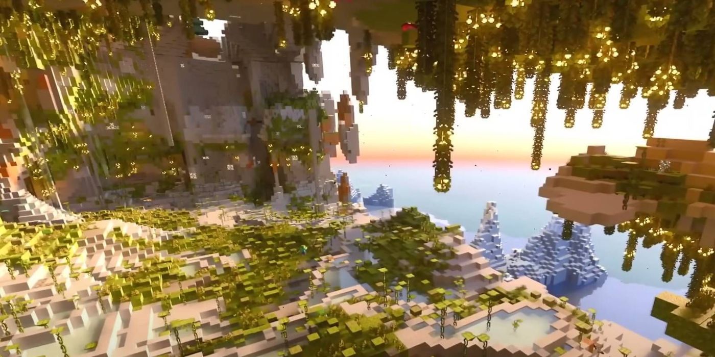 View of the Watery Cave in the Snowy World Seed in Minecraft Winter Wonderland.