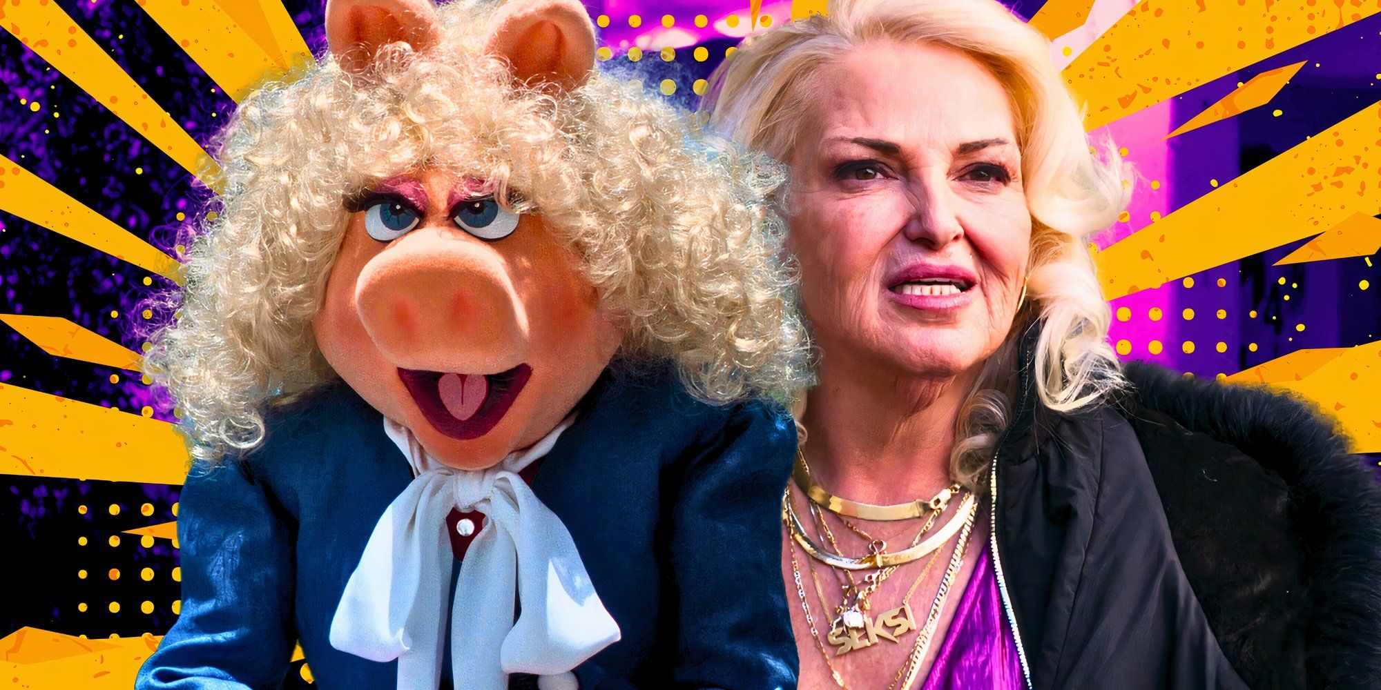 90 day fiance star Angela Deem in montage with Miss Piggy and both looking angry