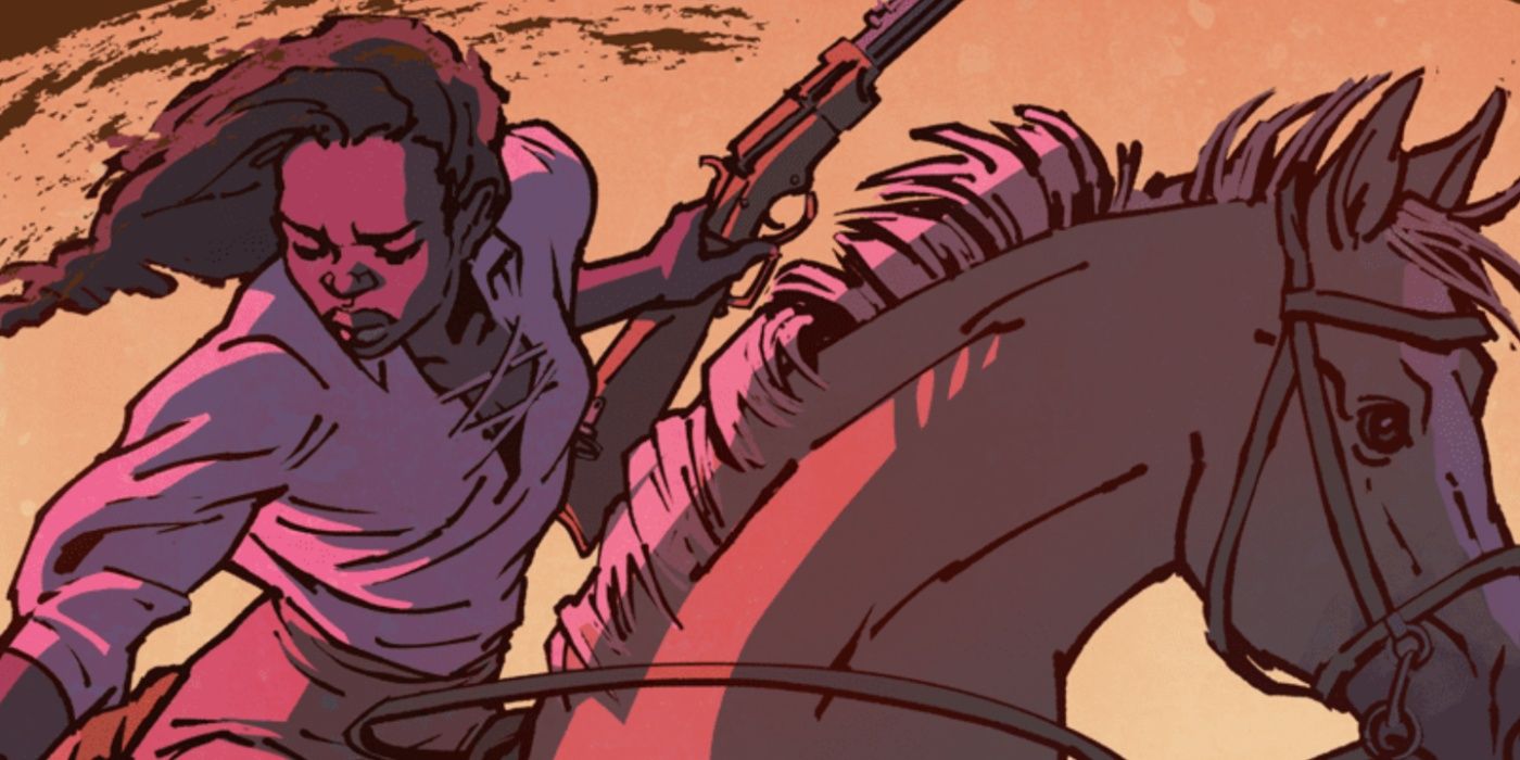 Hattie on a horse in Kill Whitey Donovan