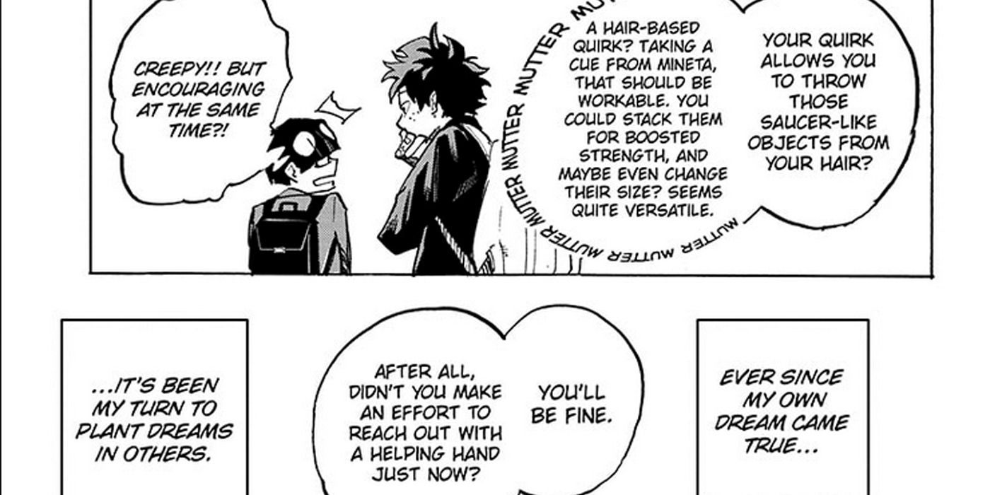 Deku uses his analytical mind to evaluate Dai's Quirk.