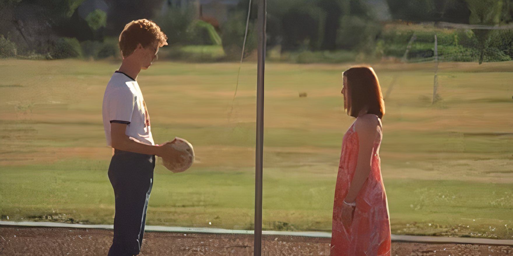 Napoleon and Deb playing tetherball in Napoleon Dynamite