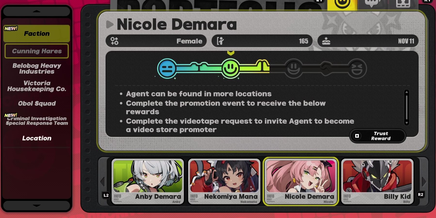 Zenless Zone Zero: Nicole Trust Event Answers & Rewards