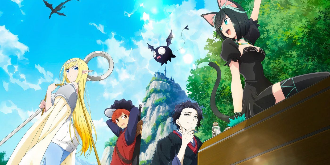 Osamu Dazai, Annette, Tama, and Nir on a No Longer Allowed in Another World poster
