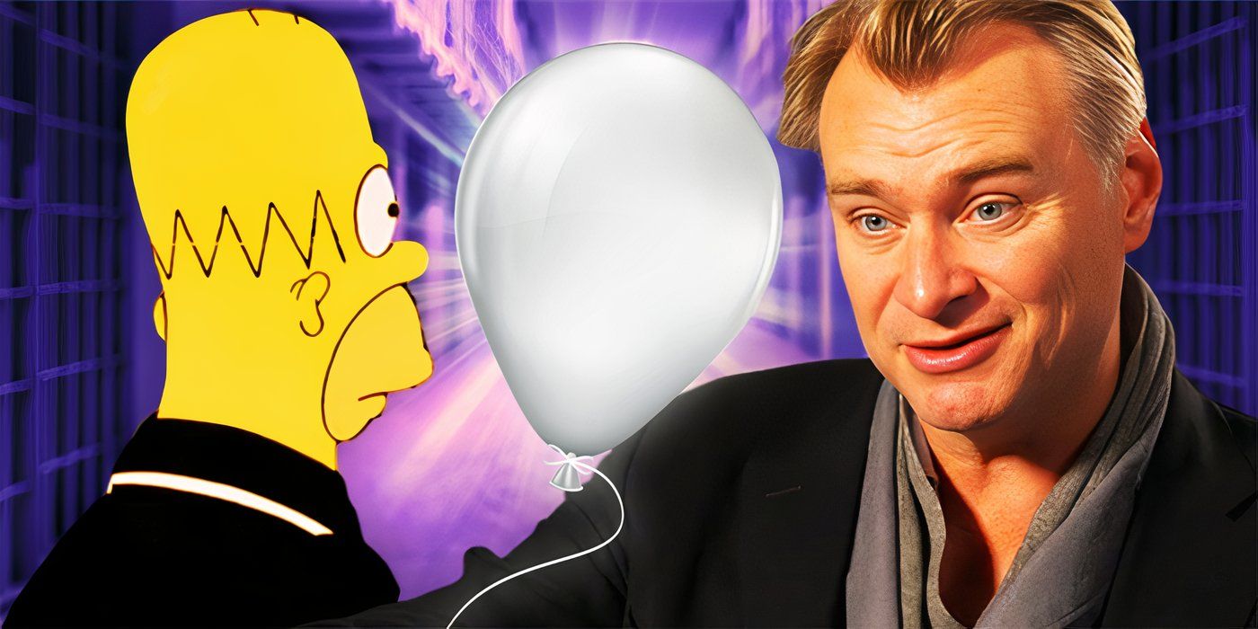 Christopher Nolan y Homer Simpson frente a un globo blanco