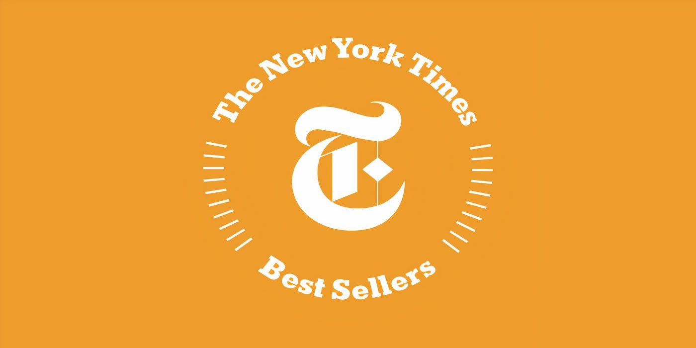 NYT Bestseller logo, bright orange background with white font