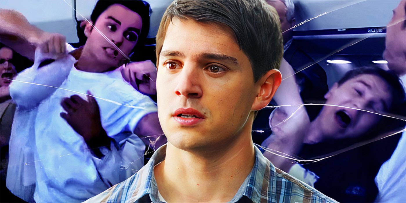 Nicholas D&rsquo;Agosto as Sam Lawton in front of a chaotic background