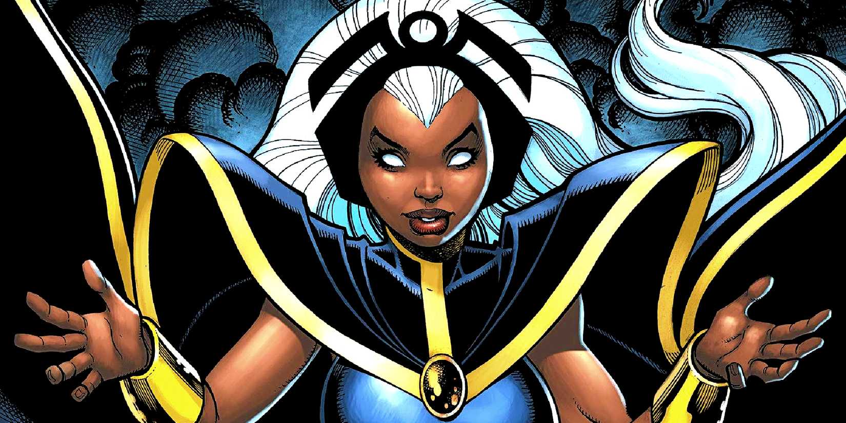 Ororo Munroe a.k.a. Storm smiling and wearing her Astonishing X-Men costume