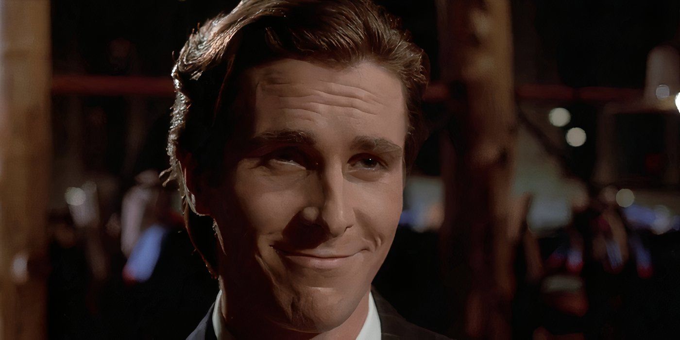 Patrick Bateman (Christian Bale) at dinner with Paul in American Psycho