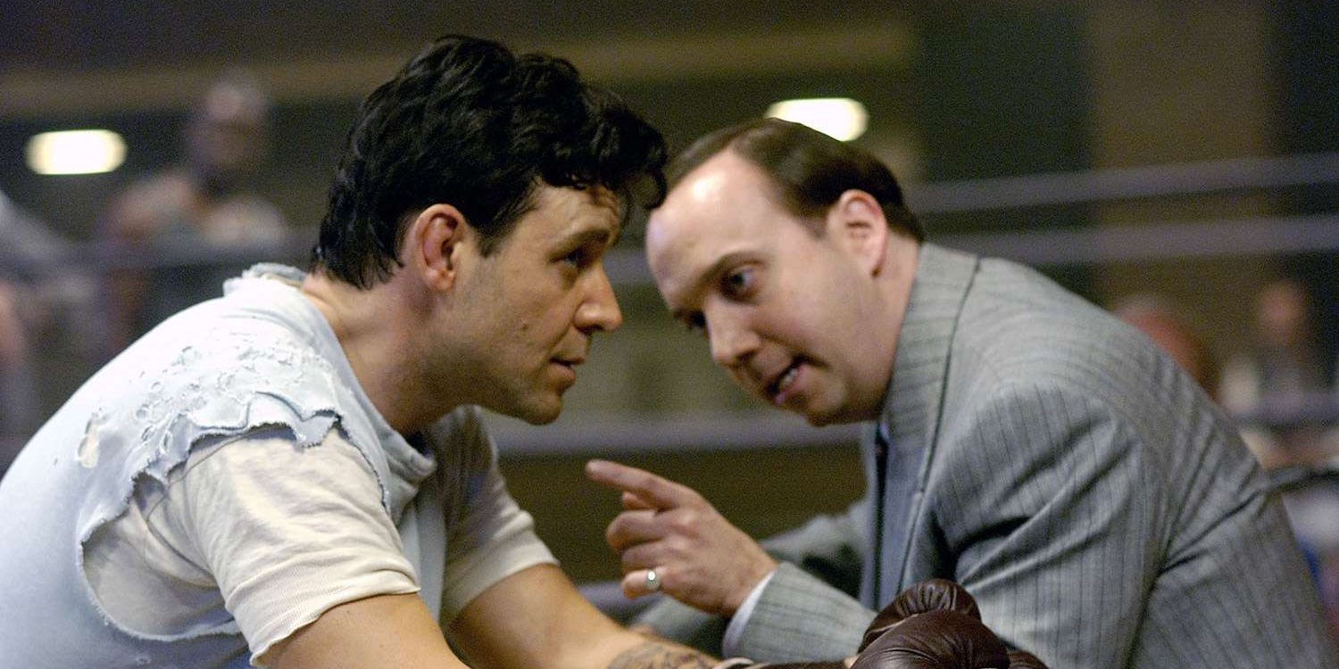 Paul Giamatti y Russell Crowe en el ring en Cinderella Man