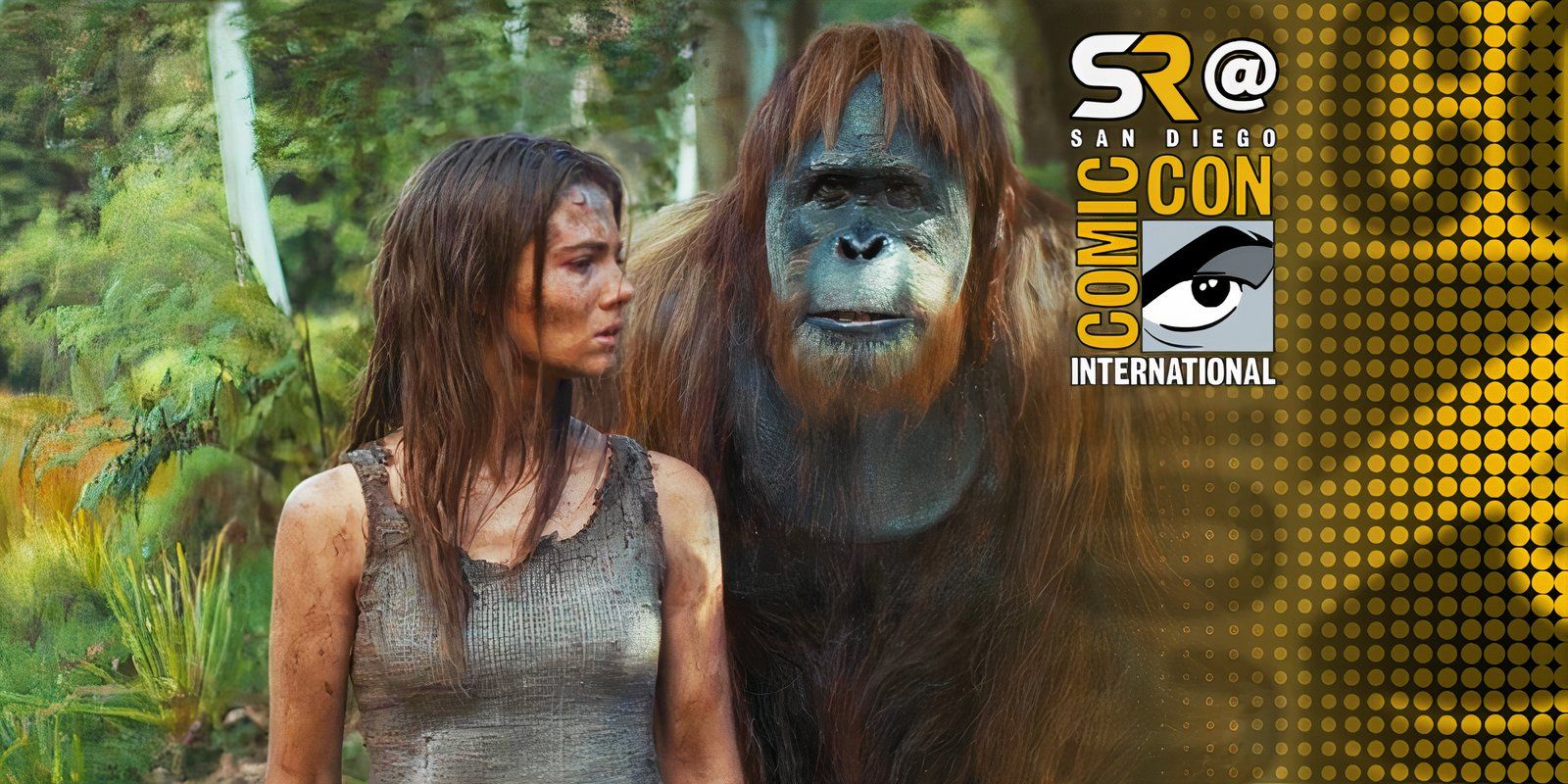 Peter Macon as Raka and Freya Allan as Mae in Kingdom of the Planet of the Apes
