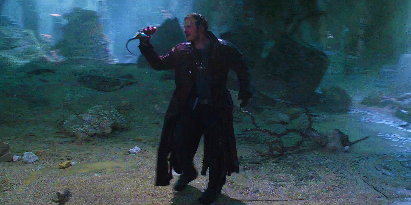 Peter Quill dancing with an Orloni in Guardians of the Galaxy