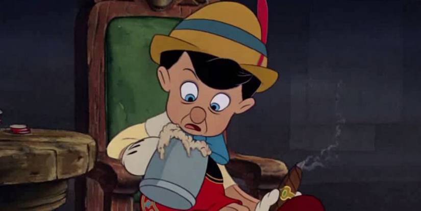 Pinocchio looking at a drink in Pinocchio