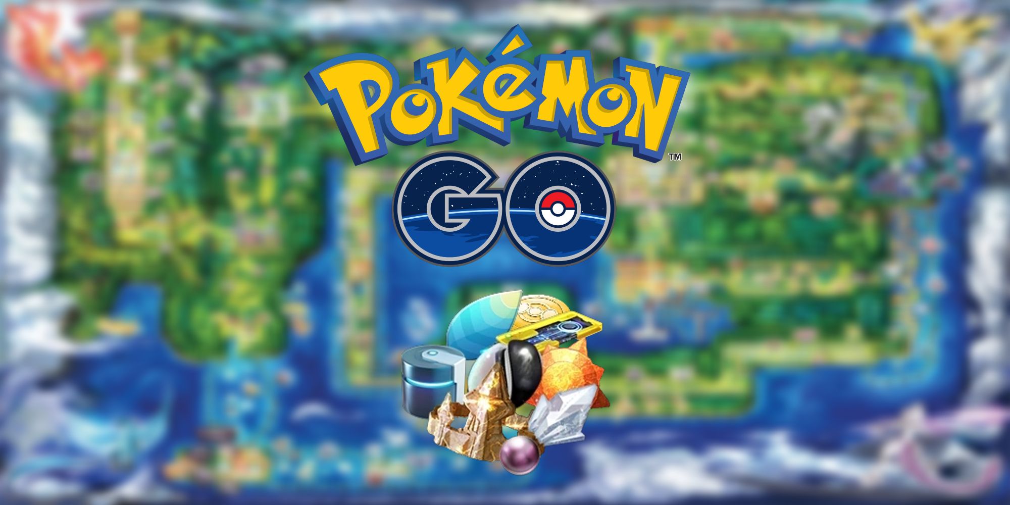 Pokémon GO Evolution Items On Handdrawn Kanto Map Backdrop