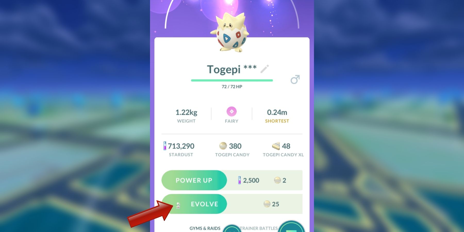 Getting a Togetic in Pokémon GO by evolving Togepi