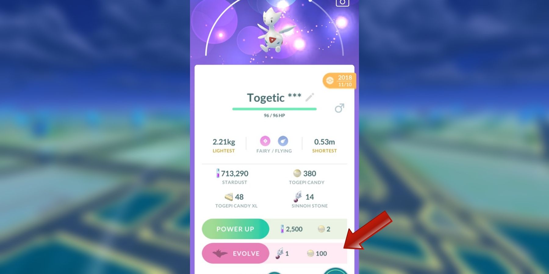 Evolving a Togetic in Pokémon GO to get Togekiss